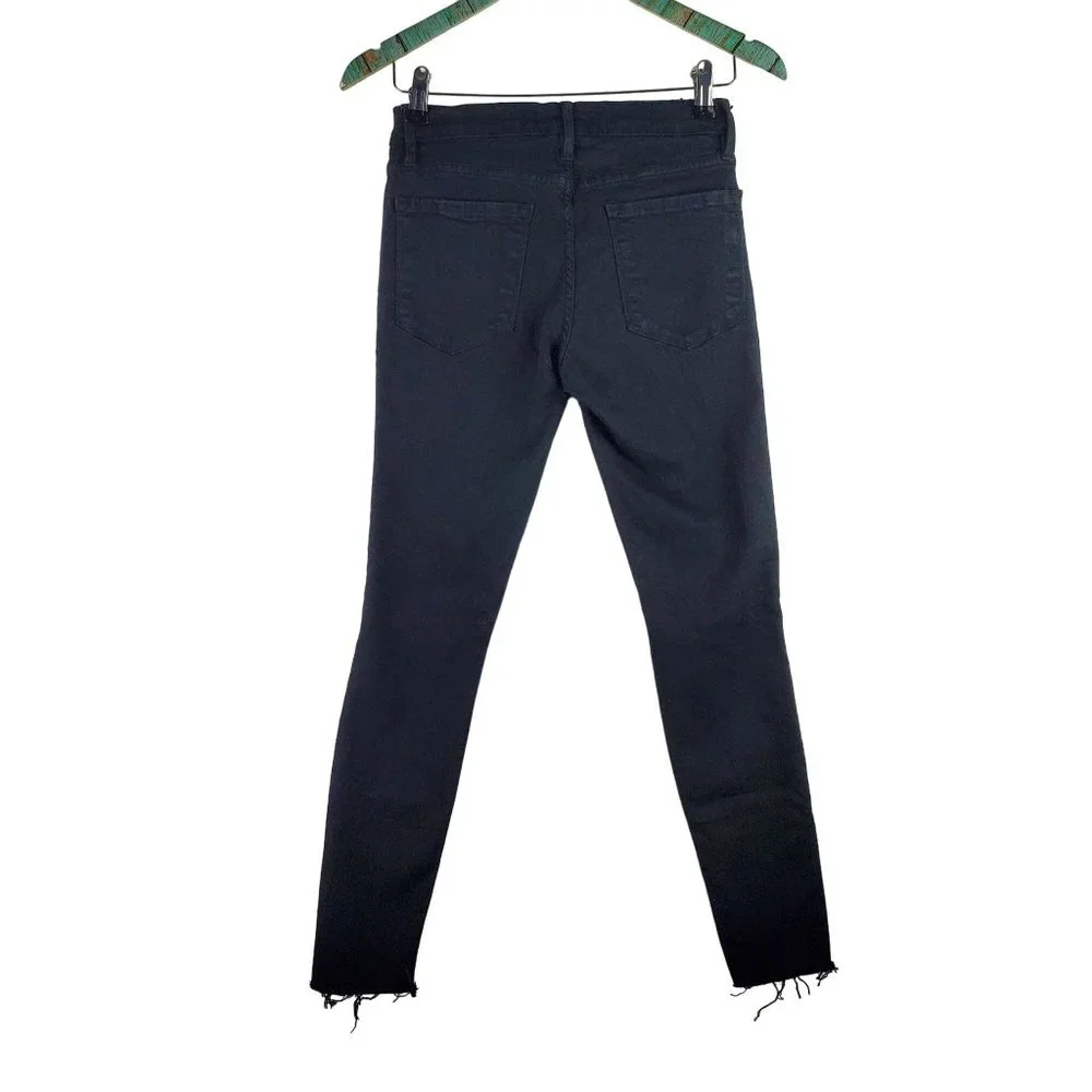 Frame Le Skinny De Jeanne Black Distressed Ripped Jeans, 26 - Picture 3 of 11